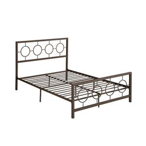 English Elm Christopher Knight Home® - QUEEN Copper Iron Metal Bed Frame – Low Profile Platform with Geometric Circular Design & Slats Support 63288.00HMCOP-Q