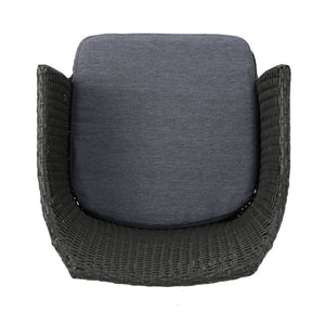 English Elm Christopher Knight Home® - KENNETHCHAIR Stylish PE Rattan Dining Chair Set of 2 with Powder-Coated Iron Frame and Water-Resistant Cushions Grey 61209.00C