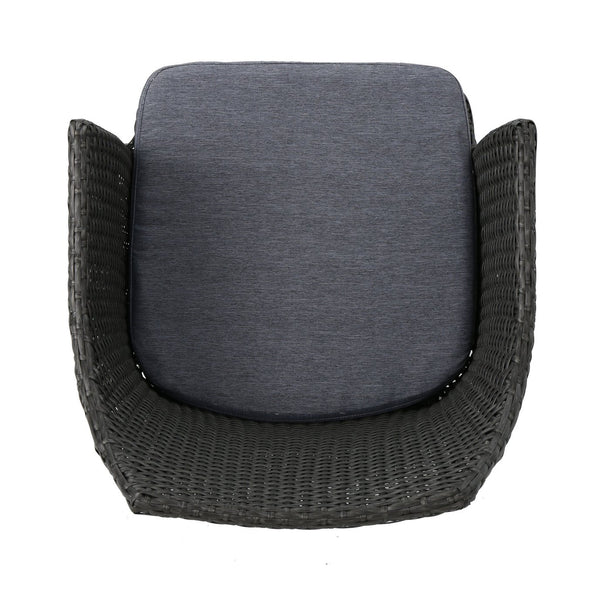 English Elm Christopher Knight Home® - KENNETHCHAIR Stylish PE Rattan Dining Chair Set of 2 with Powder-Coated Iron Frame and Water-Resistant Cushions Grey 61209.00C