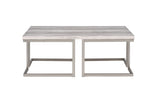 Steve Silver David White Cocktail Table, Silvershield®3D PVC, Geometric Metal Base, 48x28x18