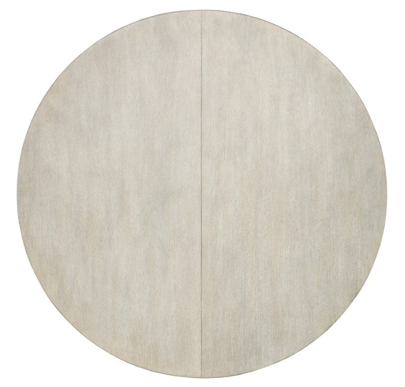 Hooker Furniture Modern Mood Round Dining Table With Alabaster Oak Veneer, Pewter Banding And 18" Leaf Extension Light Brown 6850-75201-80