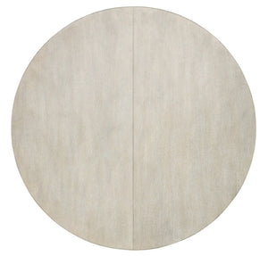 Hooker Furniture Modern Mood Round Dining Table With Alabaster Oak Veneer, Pewter Banding And 18" Leaf Extension Light Brown 6850-75201-80