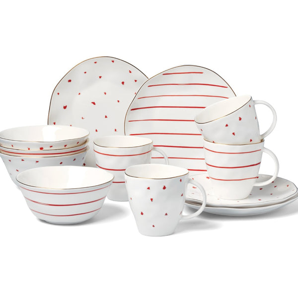 Lenox Garnet Bay 12-Piece Dessert Set Red, WHITE PORCELAIN 896839
