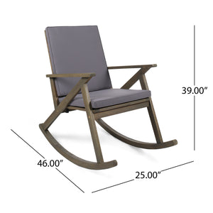 English Elm Christopher Knight Home® - GUS Acacia Wood Rocking Chair with Anti-Rollover Design, Smooth Curves for Indoor & Outdoor Comfort Grey 48.25 L x 29 W x 8.5 H 62436.00GGRY