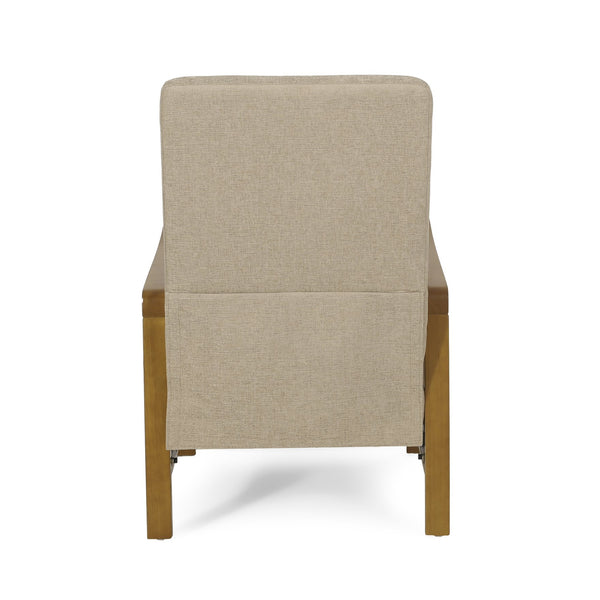 English Elm Christopher Knight Home® - Fabric Sand Push-Back Recliner Chair with Channel Stitching, Rubberwood Frame, Compact Comfort Lounge — Ergonomic Manual Club Seat (Sand) 71261.00SND