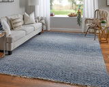 Feizy Rugs Branson Wool Hand Knotted Casual Rug Blue/Ivory 7'-9" x 9'-9"