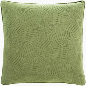 Surya Quilted Cotton Velvet 18” Accent Pillow - Luxurious Touch For Modern Decor, Soft & Elegant Design Medium Green Cotton,Cotton Qcv007-2222d