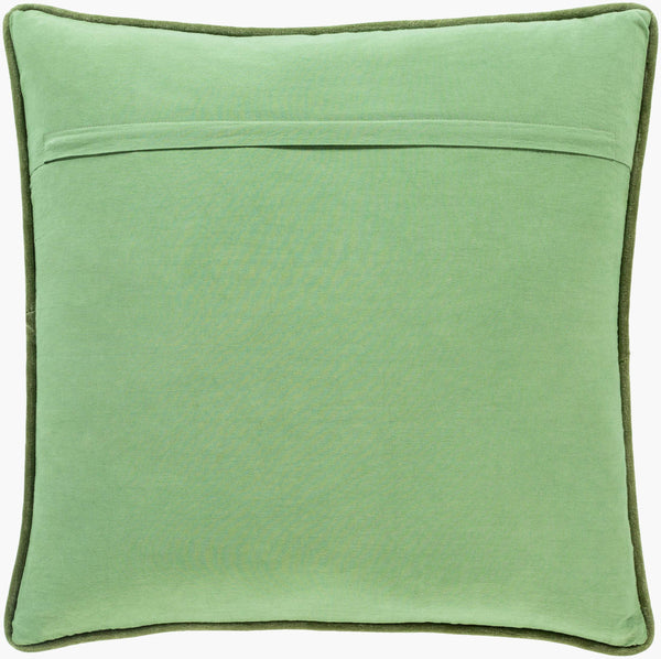 Surya Quilted Cotton Velvet 18” Accent Pillow - Luxurious Touch For Modern Decor, Soft & Elegant Design Medium Green Cotton,Cotton Qcv007-2222d