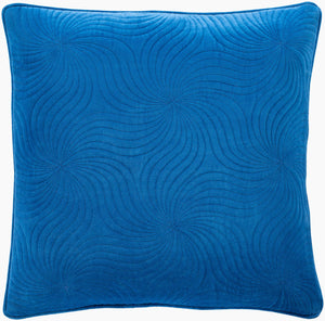 Surya Quilted Cotton Velvet 18” Accent Pillow - Luxurious Touch For Modern Decor, Soft & Elegant Design Blue Cotton,Cotton Qcv010-2222p