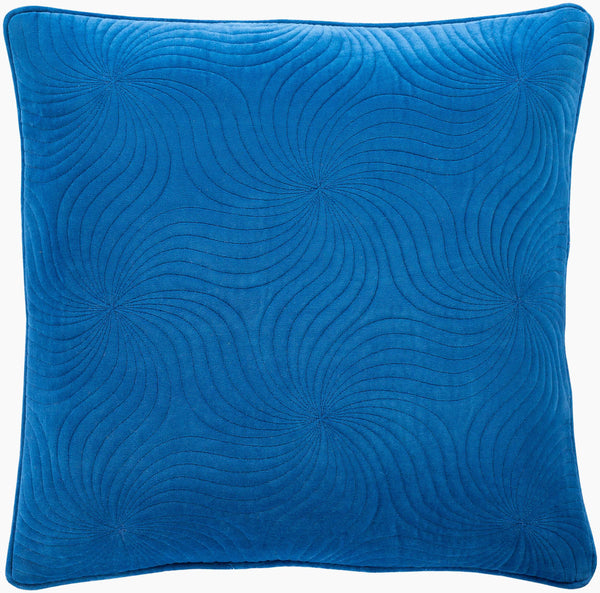 Surya Quilted Cotton Velvet 18” Accent Pillow - Luxurious Touch For Modern Decor, Soft & Elegant Design Blue Cotton,Cotton Qcv010-2222p