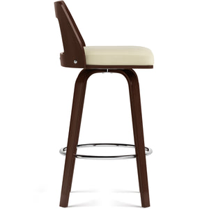 English Elm Ellison Bentwood Swivel Bar Stool Set Of 2 - Stylish Cream Vegan Leather For Modern Spaces B136P158612