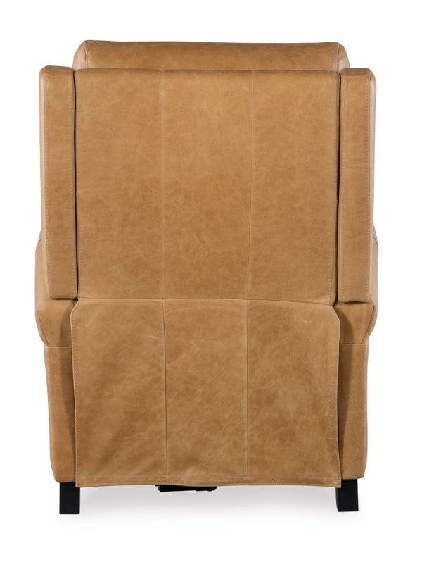 Hooker Furniture Hurley Aniline Top-Grain Leather Power Recliner With Usb, Adjustable Headrest, Classic Wingchair Elegance Dark Brown RC103-PH-085