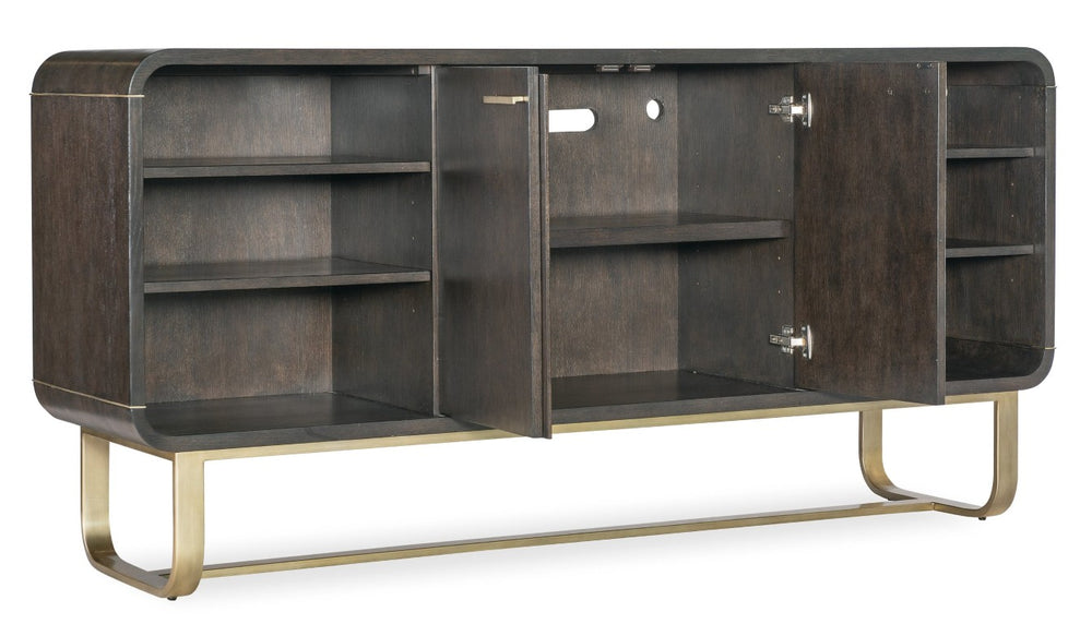 Hooker Furniture Commerce Metropolitan Credenza With Dark Oak Veneer, Gold Accents, Soft-Close Doors & Wire Management 7228-85098-85