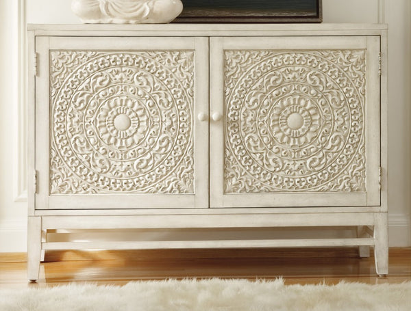Hooker Furniture Matisette Creamy White Carved Chest With Lacy Front, Ventilated Back & Adjustable Shelf Storage 638-85074