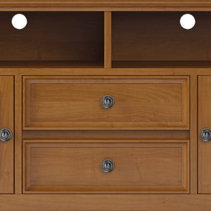 English Elm Amherst 72-Inch Solid Wood Tv Stand: Light Golden Brown, Stylish Storage, And Elegant Design B136P158358