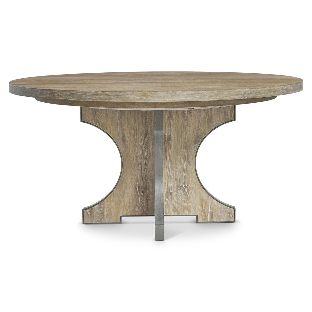 Bernhardt Bernhardt Tribeca Round Dining Table With 20" Leaf, White Oak Aurum Finish & Textured Steel Accents K2007