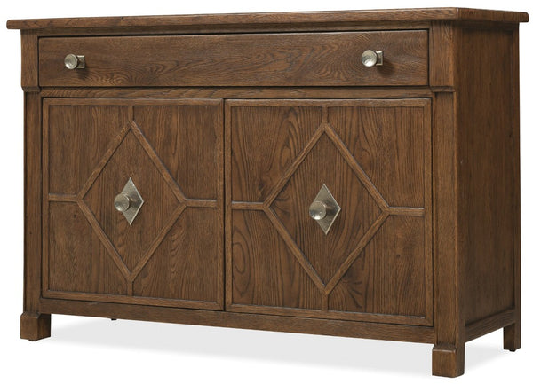 Hooker Furniture Driftwood Hall Chest With Buckboard Finish, Diamond-Motif Doors, Soft-Close Drawer & Storage Medium Wood 6820-85005-85