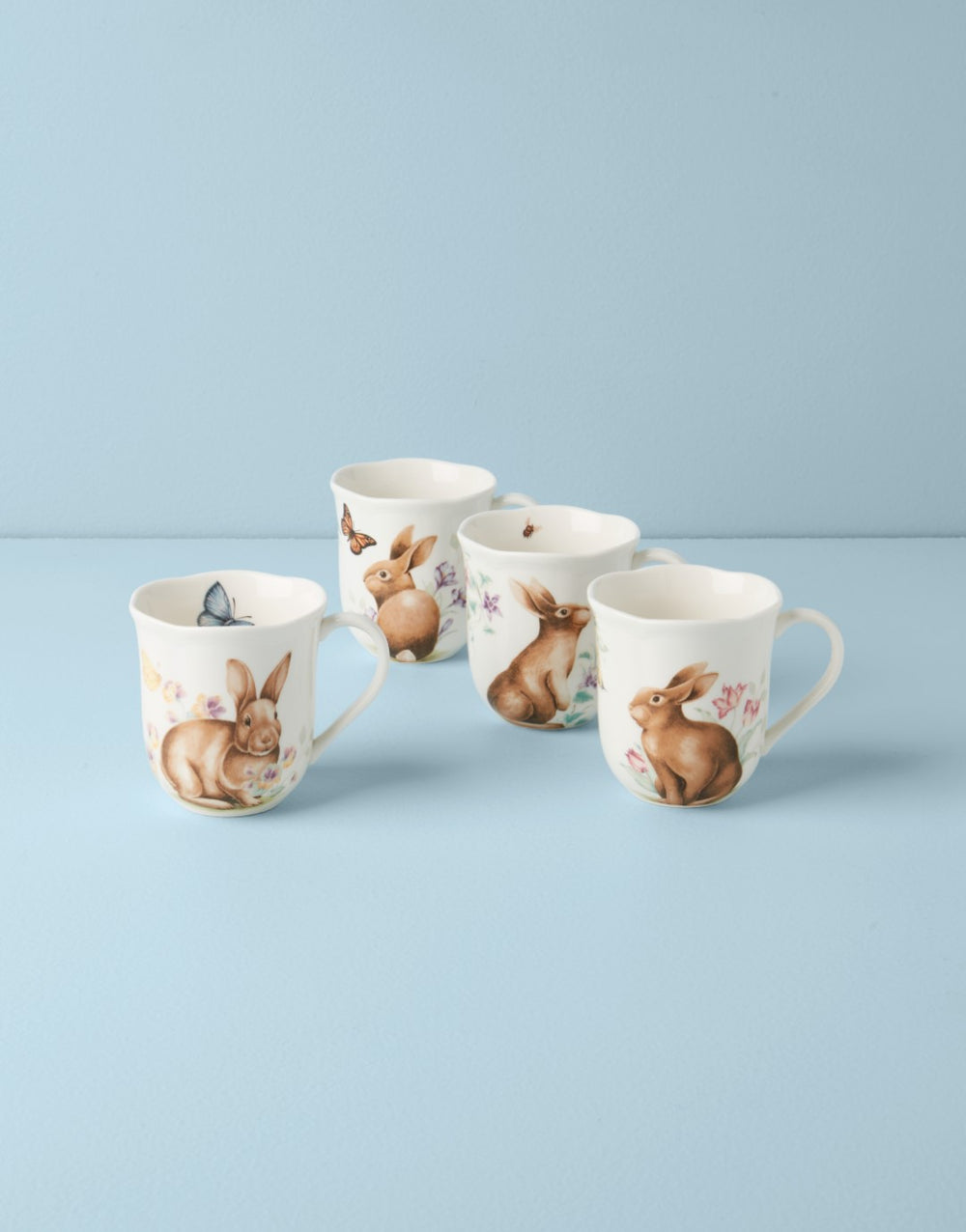 Lenox Butterfly Meadow Bunny Mugs, Set of 4 Multi, WHITE PORCELAIN 894154