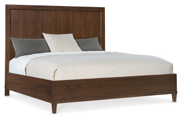 Hooker Furniture Archives Queen Bed With Classic Walnut Veneer, Tapered Legs And Panel Headboard For Timeless Warmth 86.75 L x 80.00W x 64.00H 6123-90266-89