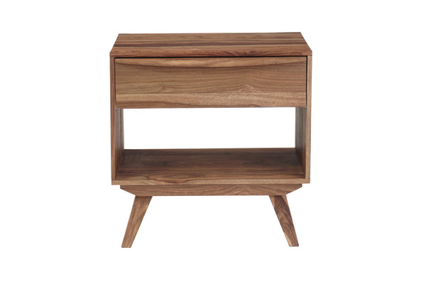 Porter Designs Porter Fusion Solid Sheesham Wood Nightstand Table - Mid-century Modern Design With Flared Legs Light Brown Wood 04-117-04-6750n