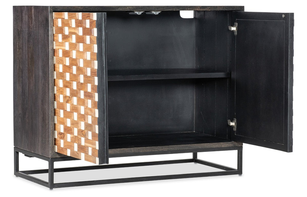 Hooker Furniture Commerce Mango & Bone Woven 2-Door Accent Chest — Rustic Black Case, Soft-Close Doors, Iron Base 7228-50731-89