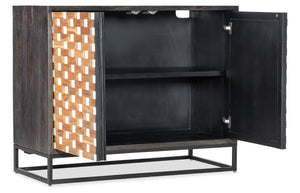 Hooker Furniture Commerce Mango & Bone Woven 2-Door Accent Chest — Rustic Black Case, Soft-Close Doors, Iron Base 7228-50731-89