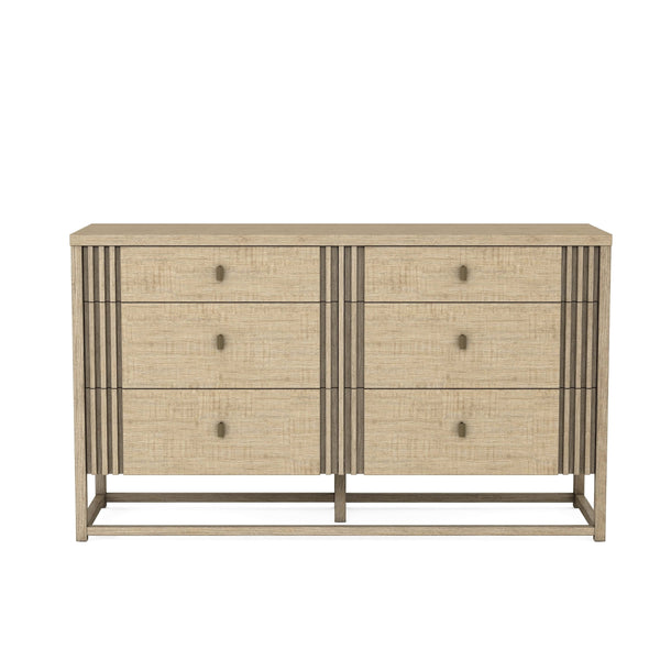 A.R.T. Furniture North Side Dresser - Transitional Elegance In Shale Finish With 6 Drawers, Cedar Lining & Organizers Brown Parrawood Solids,Quarter Figured,Fiddle Ash Veneer,Metal 269130-2556