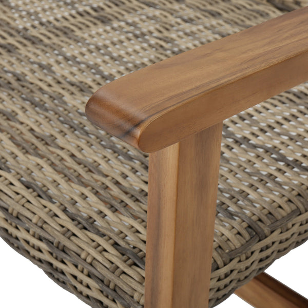 English Elm Christopher Knight Home® - HAMPTON Acacia Wood & Wicker Loveseat Natural Grey with Iron Frame, Weather-Resistant, Sturdy Design 60396.00WTC