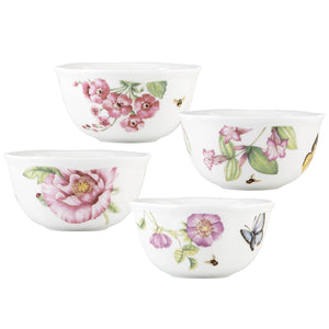 Lenox Butterfly Meadow Bloom 4-Piece Dessert Bowl Set Pink, WHITE PORCELAIN 829039