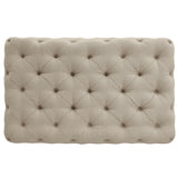 Homelegance By Top-Line Pietro Rectangular Tufted Ottoman with Casters Beige Linen