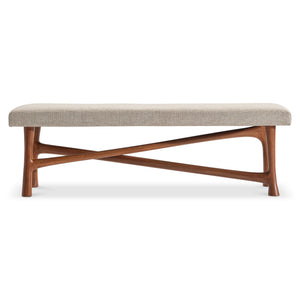 Bernhardt Bernhardt Brasea Upholstered Wood Bench Sculptural Frame for Entryway or Bedroom 394504
