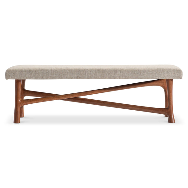 Bernhardt Bernhardt Brasea Upholstered Wood Bench Sculptural Frame for Entryway or Bedroom 394504