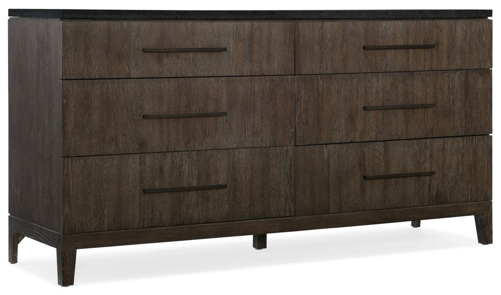 Hooker Furniture Miramar Raphael Six-Drawer Stone-Top Dresser With Bluestone Top, Cedar-Lined Drawers, Jewelry Tray 6202-90002-DKW