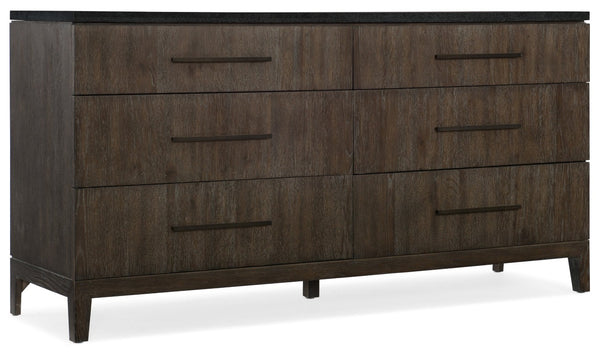 Hooker Furniture Miramar Raphael Six-Drawer Stone-Top Dresser With Bluestone Top, Cedar-Lined Drawers, Jewelry Tray 6202-90002-DKW