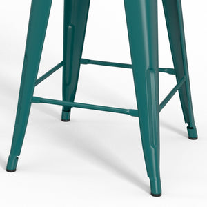 English Elm Rayne - Set Of 2 Teal Blue Metal Counter Stools With Curved Back - Stylish & Durable For Any Space B136P159484-GIGA