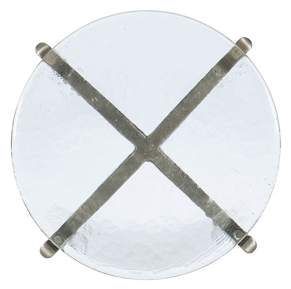 Hooker Furniture Chapman Hand-Hammered Pewter Martini Table With Thick Glass Top — Compact Artisan Side Table, 25" H 6033-50006-647