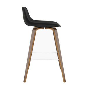 English Elm Randolph Mid-Century Modern Bentwood Bar Stools Set Of 2 With Vegan Leather & Chrome Footrest B136P159441-GIGA