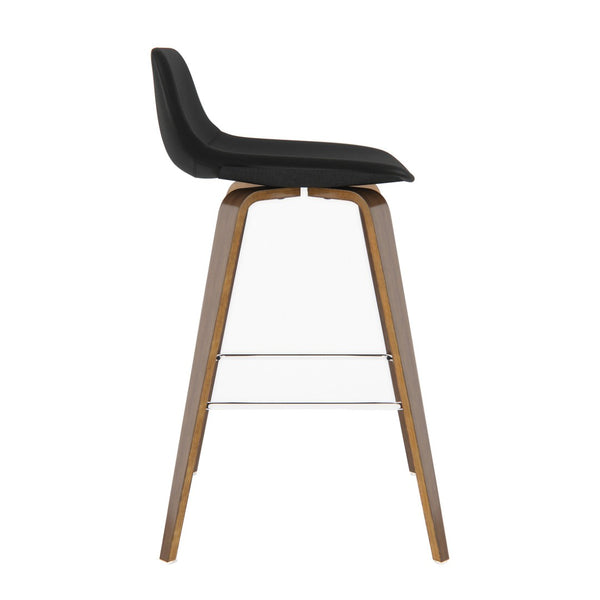 English Elm Randolph Mid-Century Modern Bentwood Bar Stools Set Of 2 With Vegan Leather & Chrome Footrest B136P159441-GIGA