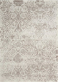 Nourison Damask DAS06 Machine Made Power-loomed Borderless Design Indoor Only Farmhouse Vintage Rug Ivory, White 100% Polyester 99446349828