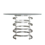 Homelegance By Top-Line Pierce Vortex Base Dining Table Chrome Metal
