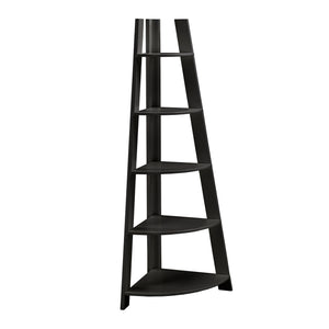 Homelegance By Top-Line Leticia Corner Ladder Bookcase Black Rubberwood