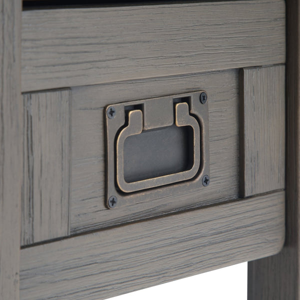 English Elm Monroe Rustic Narrow Side Table - Handcrafted Acacia With Farmhouse Grey Finish & Storage Drawer B136P158957