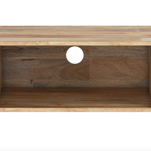 English Elm Hunter - 68" Solid Mango Wood Tv Media Stand With Industrial Iron Legs & Smart Cable Management B136P158739