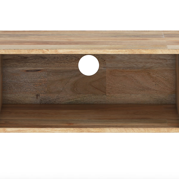 English Elm Hunter - 68" Solid Mango Wood Tv Media Stand With Industrial Iron Legs & Smart Cable Management B136P158739