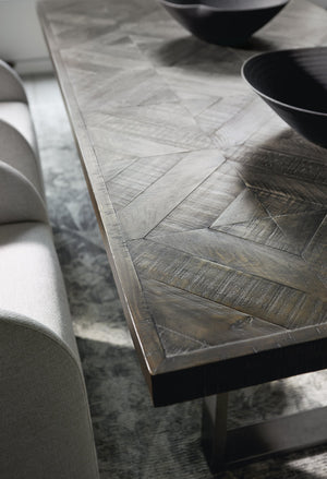 Bernhardt Bernhardt Draper Distressed Pine Dining Table With Dual Steel Pedestals, Sable Brown Top, 84" Wide 303224B