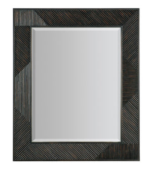 Hooker Furniture Retreat Textured Reeded Mirror With Beveled Edge, 48"X40" Coastal Dune Frame For Calm Spaces Dark Wood 6950-90004-99