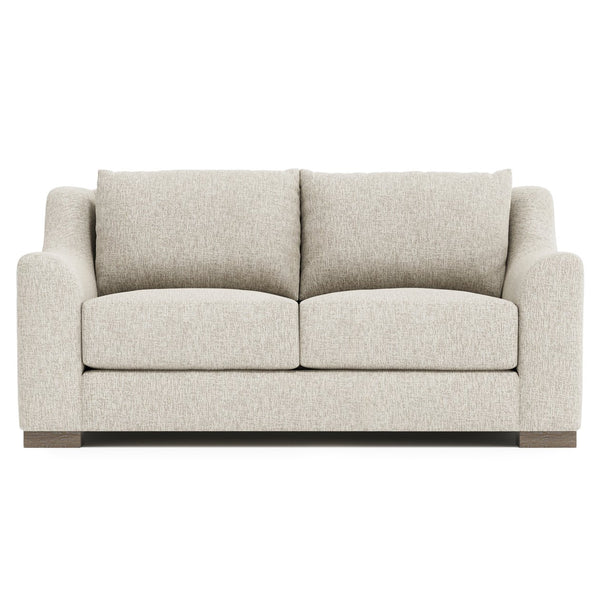 Bernhardt Bernhardt Gabi Loveseat — Made-To-Order Curved Fabric Sofa With Deep Cushions, Knife-Edge Backs, Wood Feet P7085A