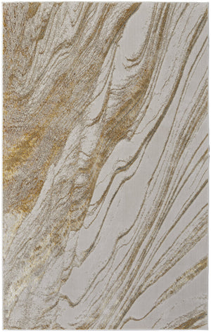 Feizy Rugs Aura Contemporary High-low Pile Abstract Rug In Gold And Champagne - Durable Machine Made Design Ivory,Taupe,Gold Polyester,Polypropylene Aur39llfivyglde10