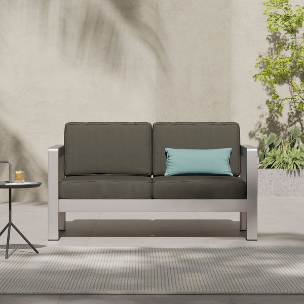English Elm Aviara Outdoor Loveseat Lightweight Aluminum Frame Deep Seat Patio Lounge 64078.00