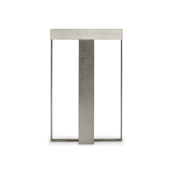 Bernhardt Bernhardt Tempo Wire-Brushed Oak Accent Table With Satin Nickel Bands — Rustic Modern 14"X14"X22" 346116